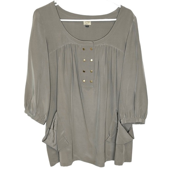 Aritzia Wilfred Silk‎ Blouse Pleated with Button detail and pockets Size Medium - Picture 1 of 5